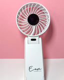 Mini digital LED display foldable fan for portable cooling